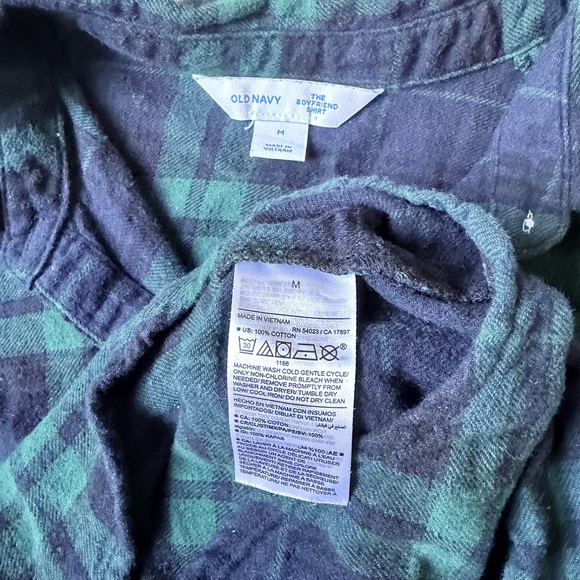 Old navy cotton oversize flannel the boyfriend shirt in Green - Picture 4 of 6